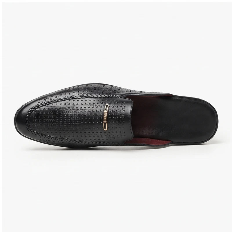 Black leather mules on a white background - 3