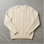 Cable Knit Crewneck Sweater Cable Knit Crewneck Sweater flat lay product photo