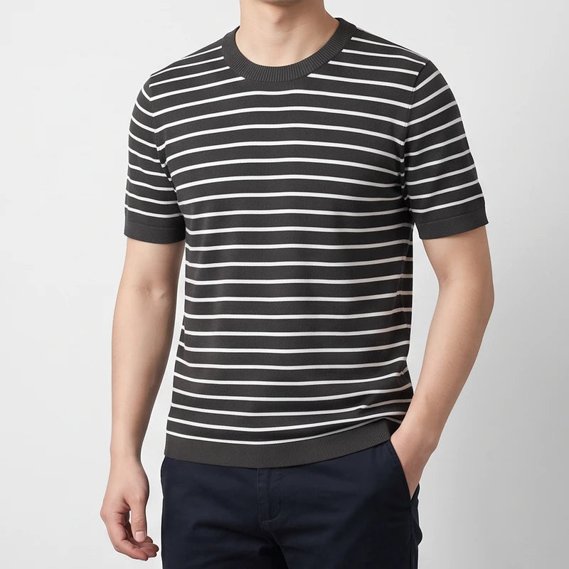 Gray cotton shirt on an off-gray studio background - 2