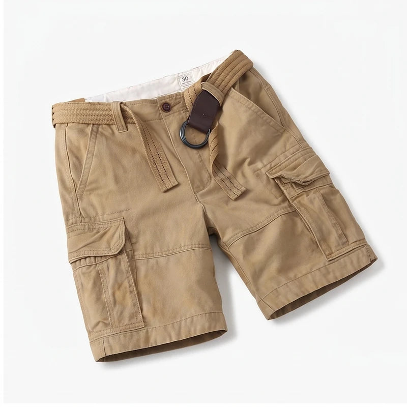 Khaki shorts on a white background - 2