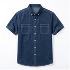 D921 Navy blue cotton shirt on a white background
