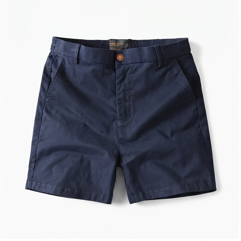 Blue cotton shorts on a white background