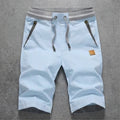 Light Blue Tanner Men's Cotton Casual Shorts flat lay product photo