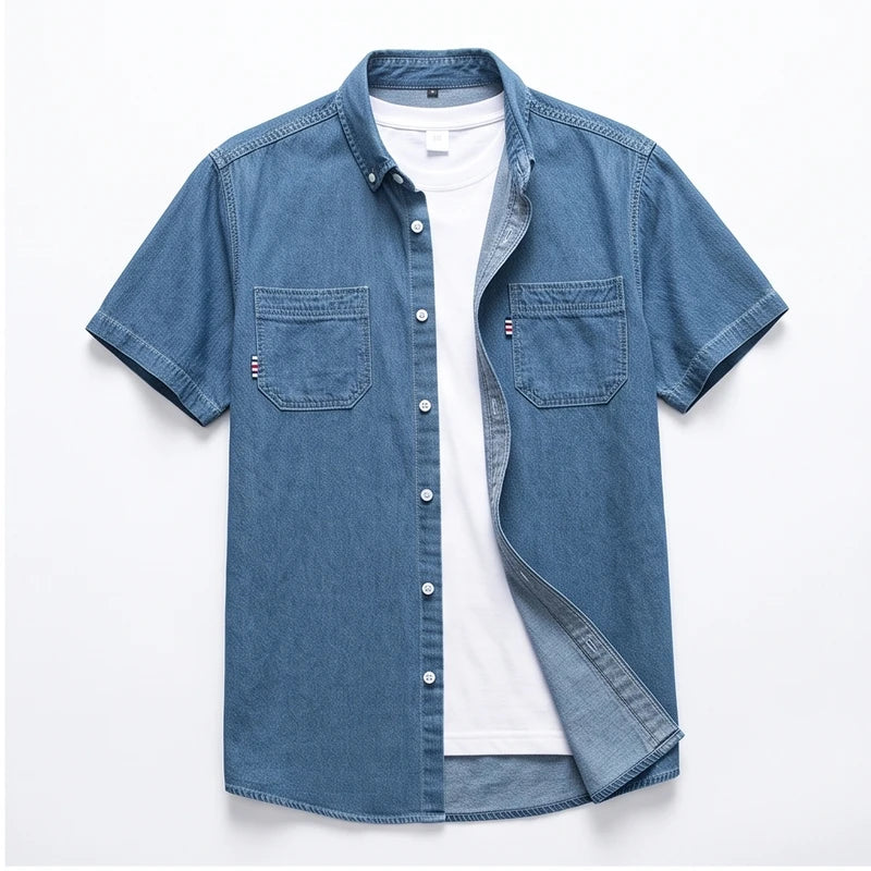 D921 light blue cotton shirt on a white background - 2