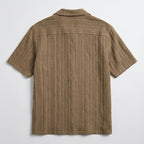 Brown Winslow Textured Cuban Collar Shirt flat lay product photo - 3