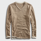 Aldric Men's Cotton V-Neck Long Sleeve Shirt