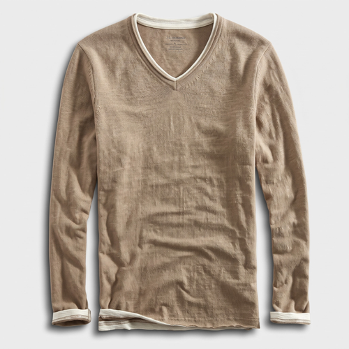Aldric Men's Cotton V-Neck Long Sleeve Shirt