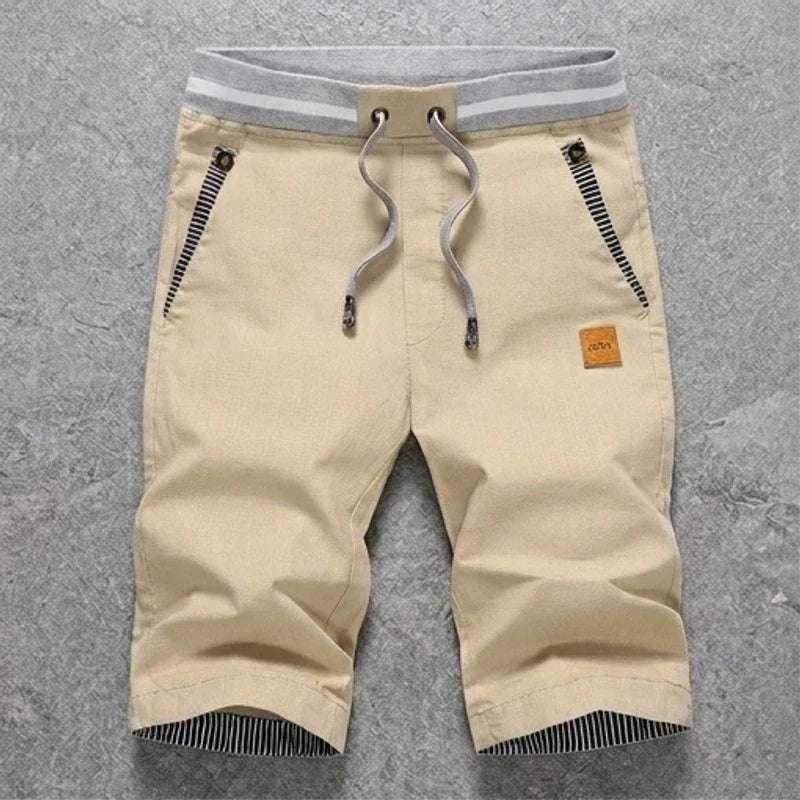 Khaki Tanner Men's Cotton Casual Shorts flat lay product photo
