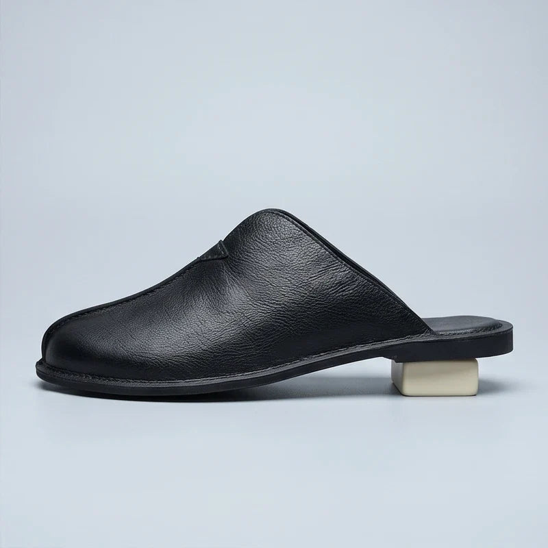4215Black Quinlan Genuine Leather Backless Mules product photo - 2