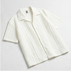 White Winslow Textured Cuban Collar Shirt flat lay product photo