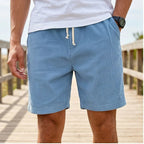 Model wearing image color-5 2026 Summer Men Corduroy Sweatpants Casual Shorts Men's Beach Shorts Basketball Short Trousers Solid Color Label Sportswear Men outdoors