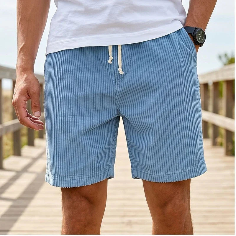 Model wearing image color-5 2026 Summer Men Corduroy Sweatpants Casual Shorts Men's Beach Shorts Basketball Short Trousers Solid Color Label Sportswear Men outdoors