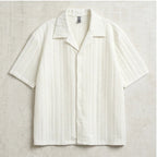 White Winslow Textured Cuban Collar Shirt flat lay product photo - 2