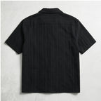 Black Winslow Textured Cuban Collar Shirt flat lay product photo - 4