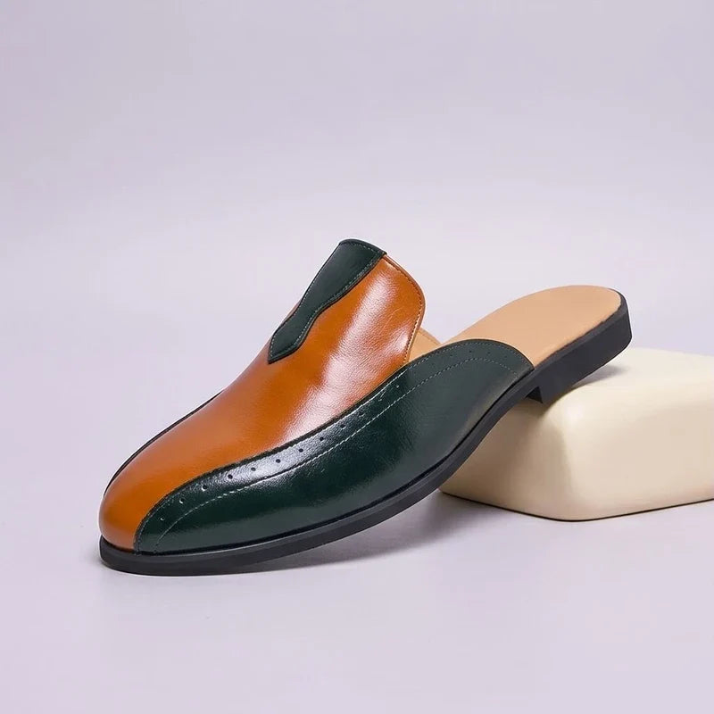 Yellow Luxury Brand Mules Italian Summer Sandals Loafers Half Shoes Leather Loafers Men's Shoes Designer Male Slides Slippers for Men product photo
