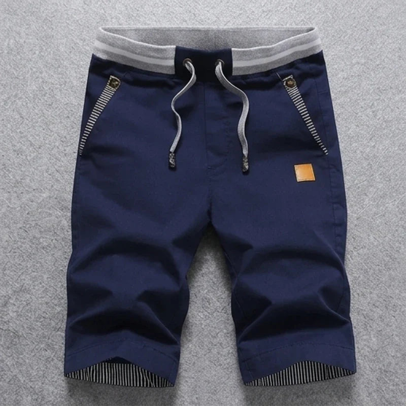 Dark Blue Tanner Men's Cotton Casual Shorts flat lay product photo
