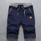 Dark Blue Tanner Men's Cotton Casual Shorts flat lay product photo
