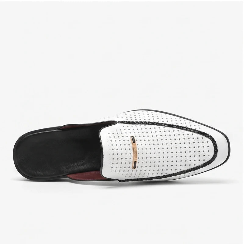 White leather mules on a white background - 3