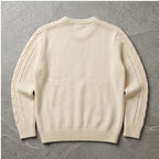 Cable Knit Crewneck Sweater Cable Knit Crewneck Sweater flat lay product photo - 3