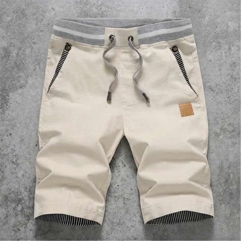 Beige Tanner Men's Cotton Casual Shorts flat lay product photo