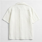 White Winslow Textured Cuban Collar Shirt flat lay product photo - 3