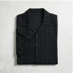 Black Winslow Textured Cuban Collar Shirt flat lay product photo - 3