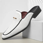 Hawken Men's Genuine Leather Perforated Slip-On Mules