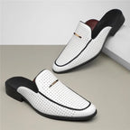 Hawken Men's Genuine Leather Perforated Slip-On Mules