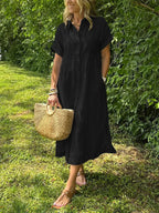Briarley Striped Cotton Button-Down Shirt Dress