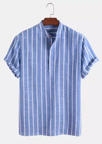 Colton Men's Linen Striped Short-Sleeve Shirt
