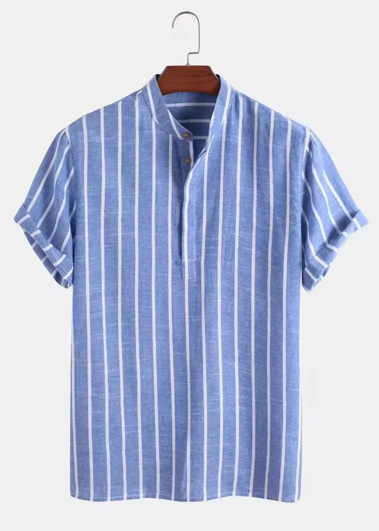 Colton Men's Linen Striped Short-Sleeve Shirt