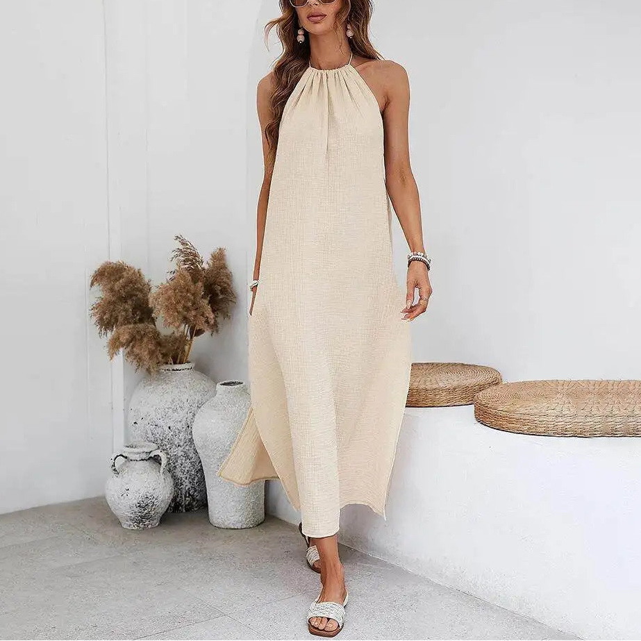 Senna Linen Halter Maxi Dress