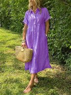 Briarley Striped Cotton Button-Down Shirt Dress