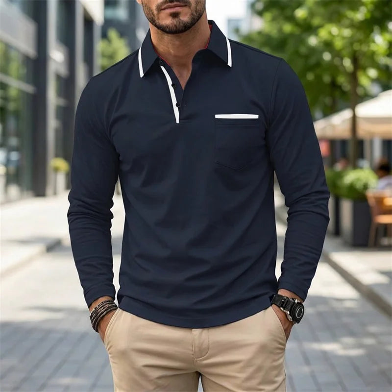 Palmieri Long Sleeve Collared Polo Shirt