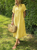 Briarley Striped Cotton Button-Down Shirt Dress