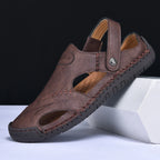 Cordovan Men's Leather Closed Toe Fisherman Sandals