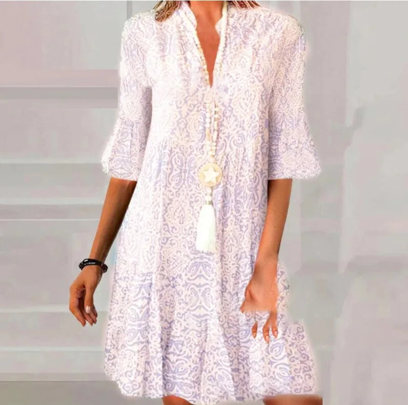 Cassia Boho Dress with Sleeves