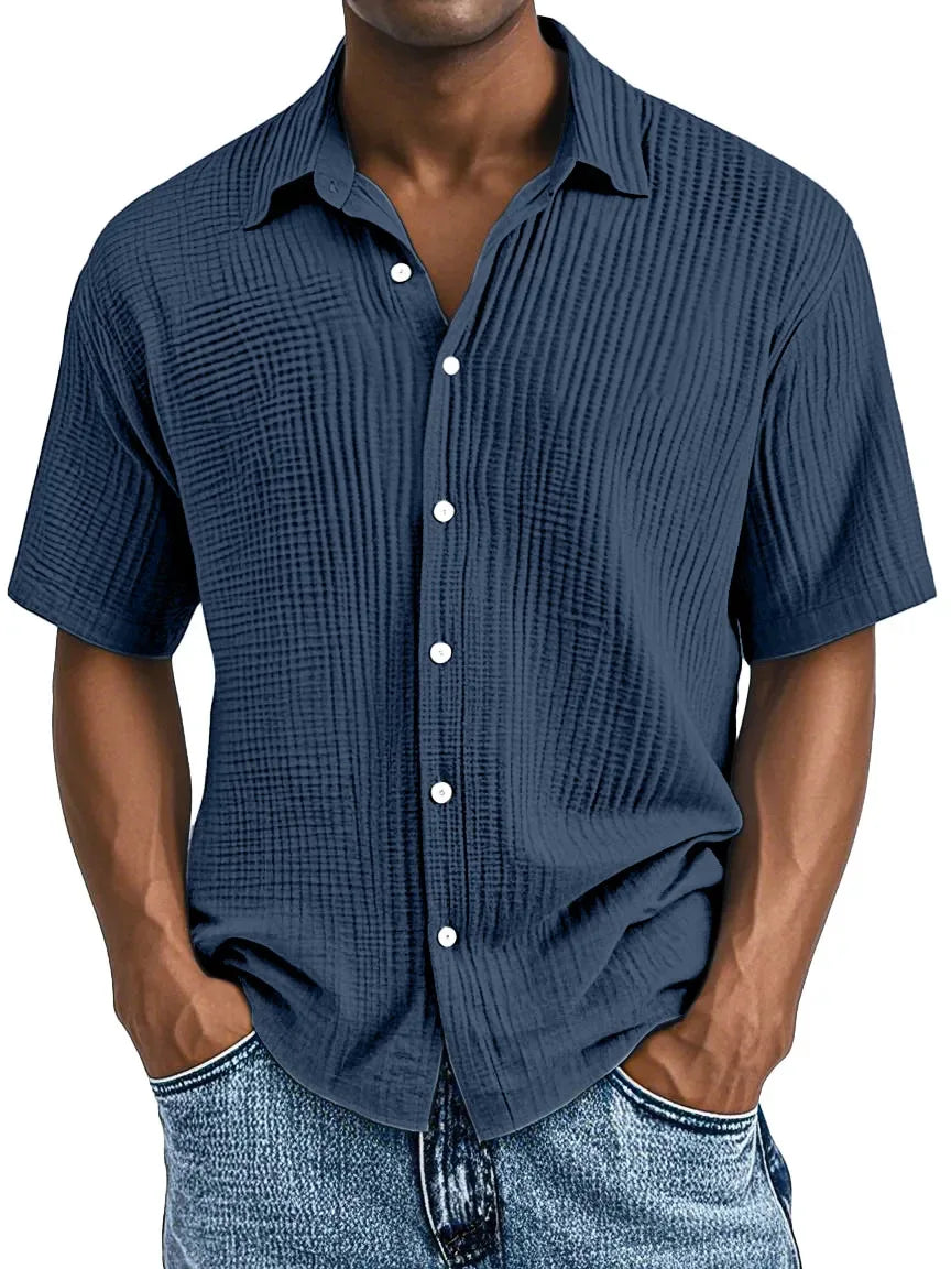 Garret Men's Cotton Crinkle Short Sleeve Shirt