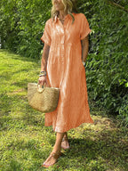 Briarley Striped Cotton Button-Down Shirt Dress