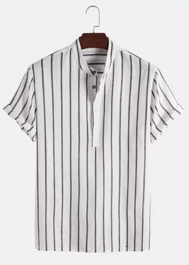 Colton Men's Linen Striped Short-Sleeve Shirt