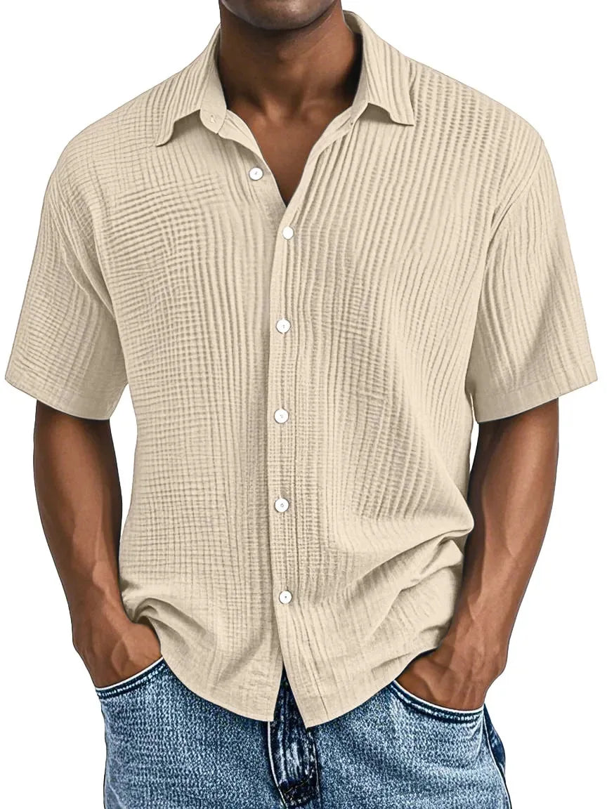 Garret Men's Cotton Crinkle Short Sleeve Shirt