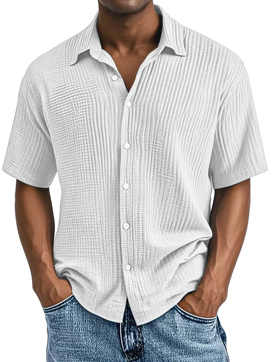 Garret Men's Cotton Crinkle Short Sleeve Shirt