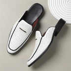 Hawken Men's Genuine Leather Perforated Slip-On Mules