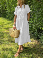 Briarley Striped Cotton Button-Down Shirt Dress