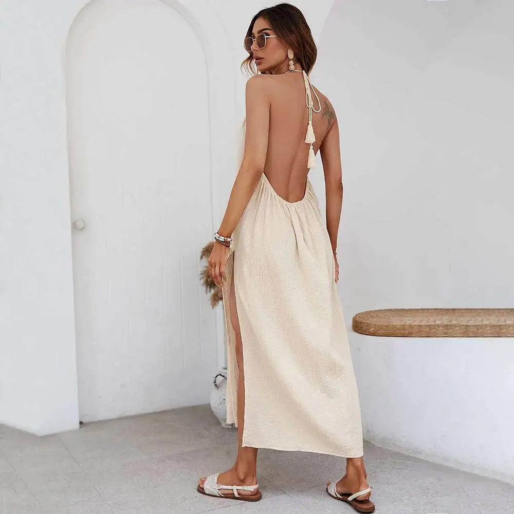 Senna Linen Halter Maxi Dress