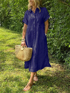 Briarley Striped Cotton Button-Down Shirt Dress
