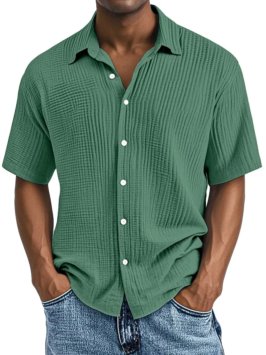 Garret Men's Cotton Crinkle Short Sleeve Shirt