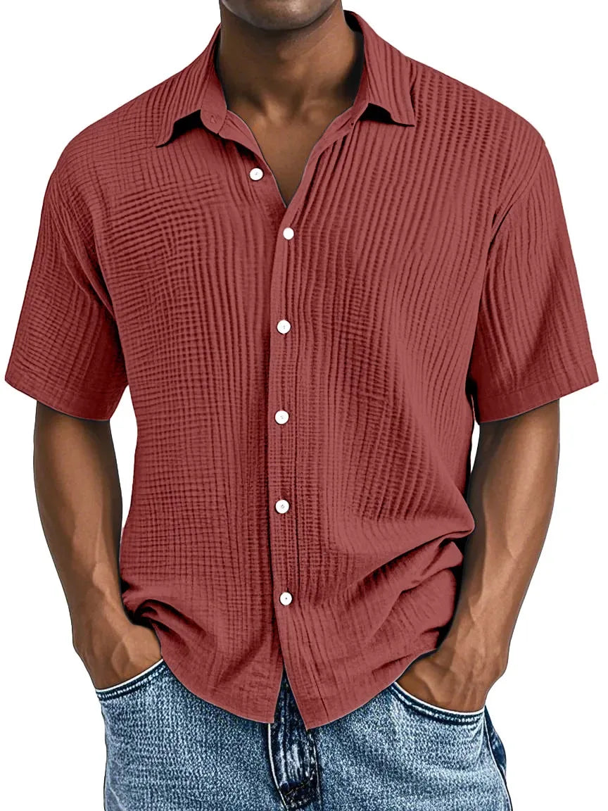 Garret Men's Cotton Crinkle Short Sleeve Shirt