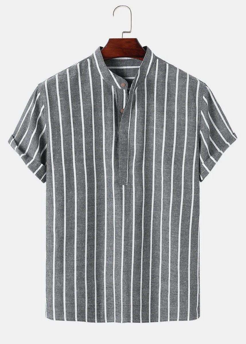 Colton Men's Linen Striped Short-Sleeve Shirt