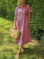 Briarley Striped Cotton Button-Down Shirt Dress